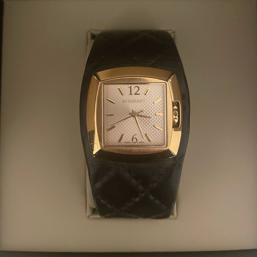 Burberry brown leather and gold watch